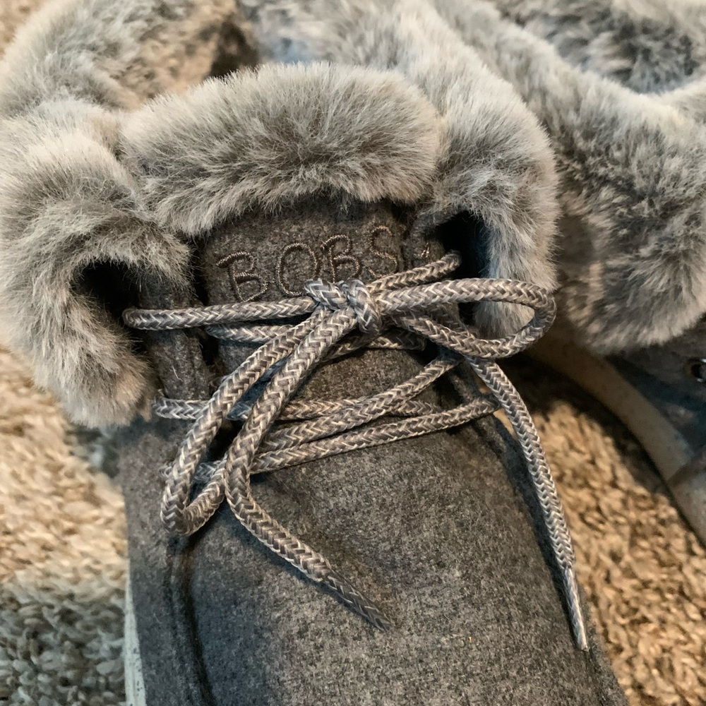Skechers Bobs gray fleece lined casual shoes size 7 comfort memory foam sneakers - Picture 4 of 7